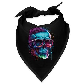 Knalliger Hipster-totenkopf Mit Sonnenbrille - Bandana - Schwarz - Vorne