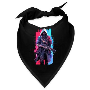 Epischer Gamer Cyber Assassine in Rot und Blau - Bandana - Schwarz - Vorne