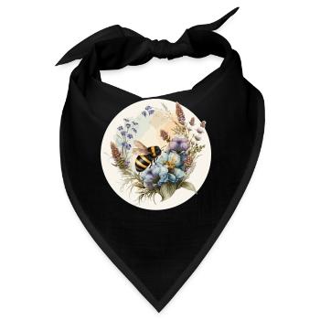 Cute Cottagecore Botanic Wildflower Bumblebee Wate - Bandana - Schwarz - Vorne