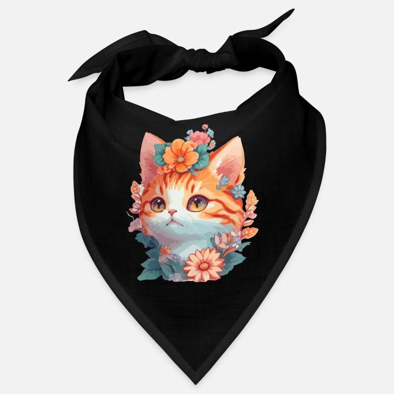 Rote Katze mit Blumen Bandana