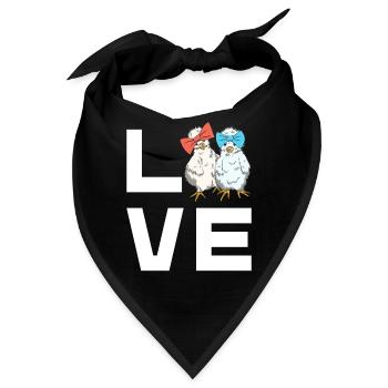 Seidenhühner Love Schriftzug Seidenhuhn Design - Bandana - Schwarz - Vorne