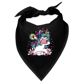 Bowling Einhorn Bowlingkugel Bowlingbahn Kegel - Bandana - Schwarz - Vorne
