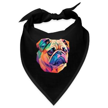 Mops Hund Polygon Kunst Geometrische Pug Hunde - Bandana - Schwarz - Vorne