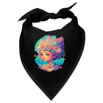 Manga Anime Charakter Kawaii Chibi Girl Design - Bandana - Schwarz - Vorne