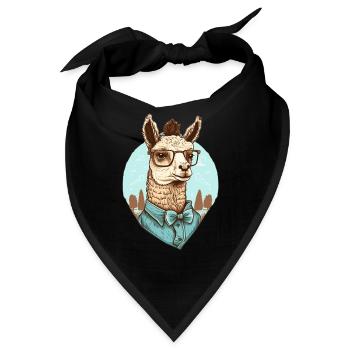 Nerdiges Lama mit Brille und Hemd - Bandana - Schwarz - Vorne