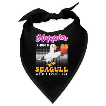 Happier than a Seagull with a French Fry Möwen - Bandana - Schwarz - Vorne