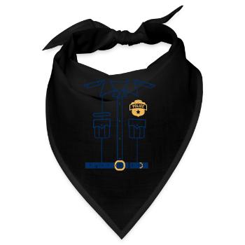 Polizei Uniform Lustig Halloween Offizier Gespenst - Bandana - Schwarz - Vorne