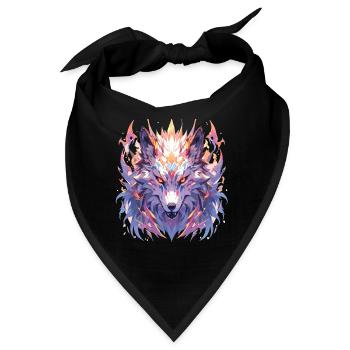 Wolf Wölfe Tier Wildtiere Wolfkopf - Bandana - Schwarz - Vorne