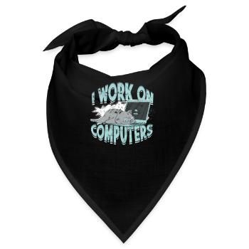 ICH ARBEITE AN COMPUTERN - Cat und Computer - Technik - Bandana - Schwarz - Vorne