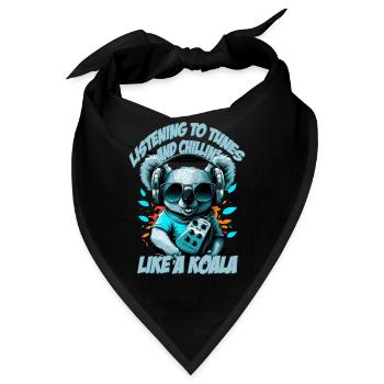 koalabär mit Schriftzug, Walkman und Sonnenbrille - Bandana - Schwarz - Vorne