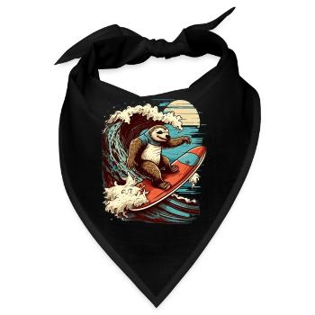 Cooles Faultier surft im Mondschein - Bandana - Schwarz - Vorne