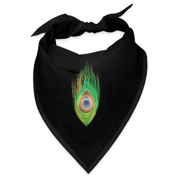 Pfauenfeder Vogel Ziervogel Federn Bunt - Bandana - Schwarz - Vorne