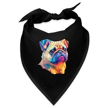 Polygon Kunst Mops Hund Design Hunde Liebhaber - Bandana - Schwarz - Vorne