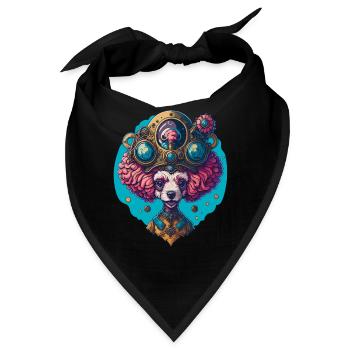 Lustiger Steampunk Pudel Vintage Hunde Design - Bandana - Schwarz - Vorne
