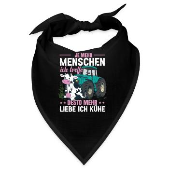 Vieh Kuh Traktor Sprüche Lustig - Bandana - Schwarz - Vorne