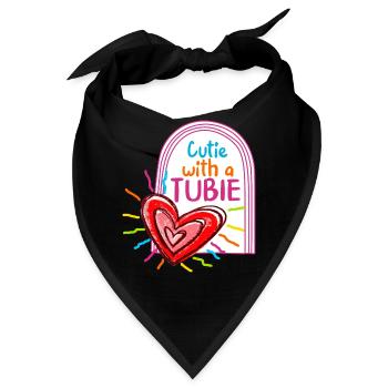Ernährungssonde Awareness Shirt, Cutie Mit Einem Tubie - Bandana - Schwarz - Vorne