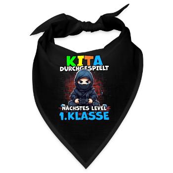 Einschulung Ninja-Krieger Videogamer Schulanfang - Bandana - Schwarz - Vorne