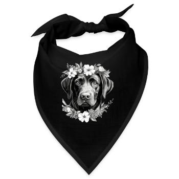 Labrador Hund Hundebesitzer Wau Blumen Retriever - Bandana - Schwarz - Vorne