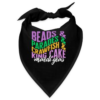 Mardi Gras Fleur de Lis Hemd, Perlenparaden - Bandana - Schwarz - Vorne
