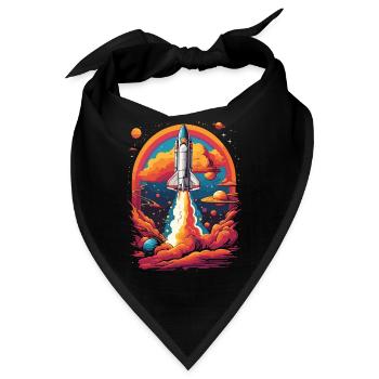 Weltraum Reise Astronauten & Space Shuttle Traum - Bandana - Schwarz - Vorne