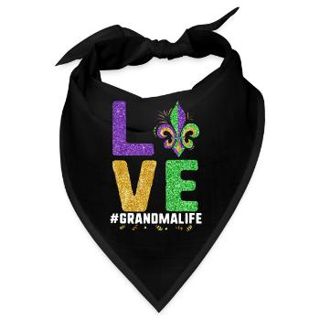 Ich liebe Oma Leben Mardi Gras Oma Fleur - Bandana - Schwarz - Vorne