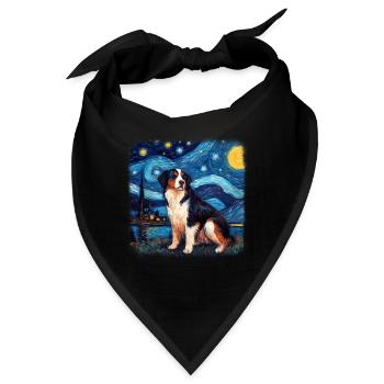Bernese Mountain Dog Van gogh starry night - Bandana - Schwarz - Vorne