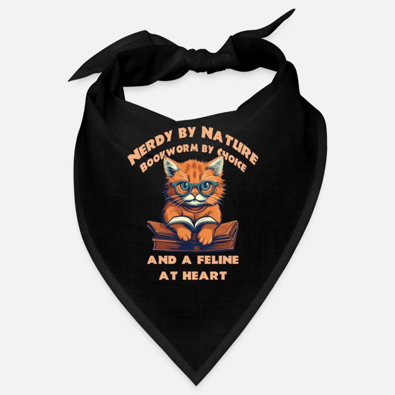 Katze mit Buch - Bandana - Schwarz