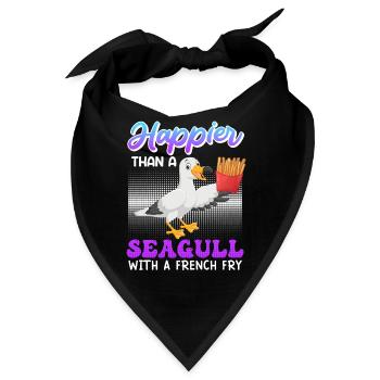 Happier than a Seagull with a French Fry Möwen - Bandana - Schwarz - Vorne