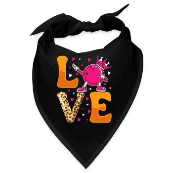 LOVE Bowling Shirt Damen Bowlingbahn Outfit - Bandana - Schwarz - Vorne