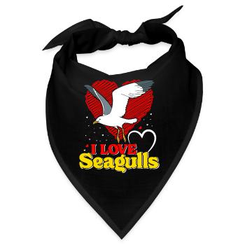 Möwen I love Seagulls Möwe Vogelliebhaber - Bandana - Schwarz - Vorne