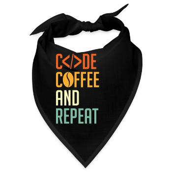 Coder Spruch Code Coffee and Repeat - Bandana - Schwarz - Vorne