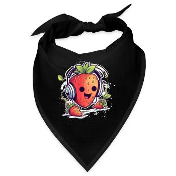 Süße Erdbeere Niedlich Lustige Alberne Erdbeeren - Bandana - Schwarz - Vorne