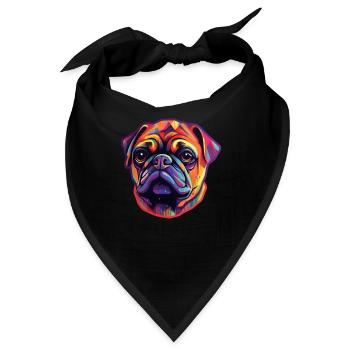 Mops Regenbogenfarben - Bandana - Schwarz - Vorne