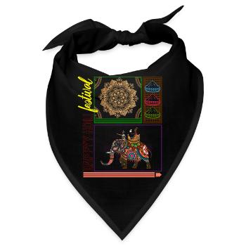 Happy Holi Festival Shirt, Happy Holi Elefant - Bandana - Schwarz - Vorne