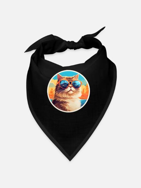 Katze mit Sonnenbrille - Bandana - Schwarz