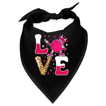 LOVE Bowling Shirt Damen Bowlingbahn Outfit - Bandana - Schwarz - Vorne