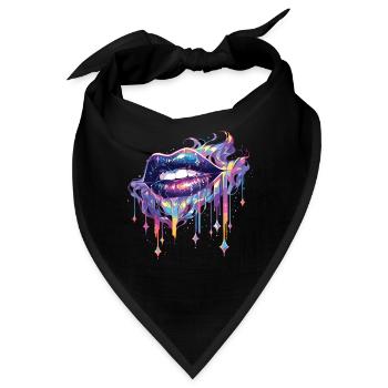 Lippen Kussmund Kuss Mund Rote Lippen - Bandana - Schwarz - Vorne