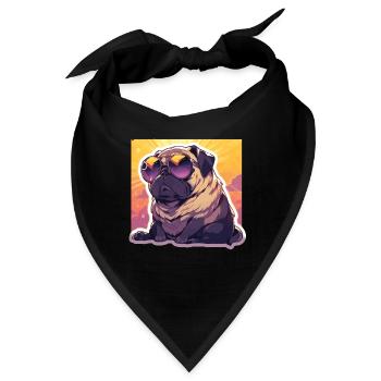 Mops Mops Hund Mops Sonnenbrille Mops Geschenk - Bandana - Schwarz - Vorne