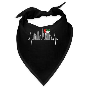 Dubai Skyline Herzschlag Burj Khalifa VAE Flagge - Bandana - Schwarz - Vorne