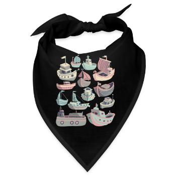 Boote Schiffe Doodle Segeln Kapitän Hafen Anker - Bandana - Schwarz - Vorne