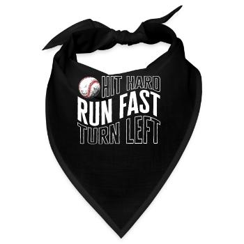 Baseball-Shirt, Hit Hard Run Fast Turn Left - Bandana - Schwarz - Vorne