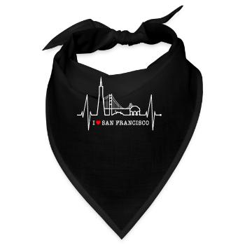 San Francisco Skyline Herzschlag Kalifornien USA - Bandana - Schwarz - Vorne