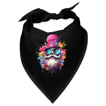 Lustiger Opa mit Hut und Farbexplosion - Bandana - Schwarz - Vorne