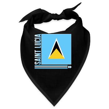 Karibisches Hemd, St. Lucia Flagge Design T-Shirt, - Bandana - Schwarz - Vorne