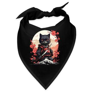 Ancient Japan Warrior Ninja Cat | Samurai Kitty - Bandana - Schwarz - Vorne
