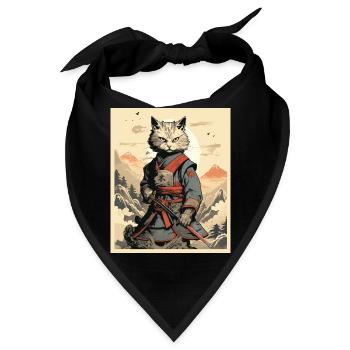 Japanese Cat Warrior - Bandana - Schwarz - Vorne