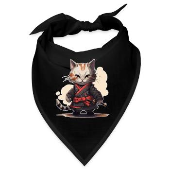 Japanese Samurai Kitty Swordplay - Bandana - Schwarz - Vorne