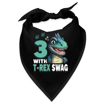 3rd Year Roar Celebrate 3 With T-Rex Swag Dinosaur - Bandana - Schwarz - Vorne