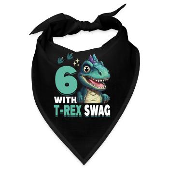 6th Year Roar Celebrate 6 With T-Rex Swag Dinosaur - Bandana - Schwarz - Vorne