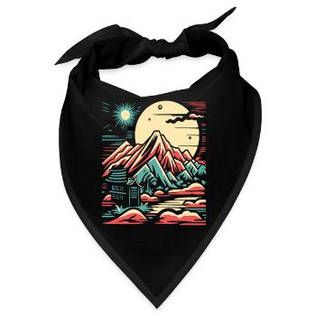 Japanische Berglandschaft und Tempel - Bandana - Schwarz - Vorne